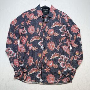 Men's Floral Casual Button Down Shirt - Navy and Red